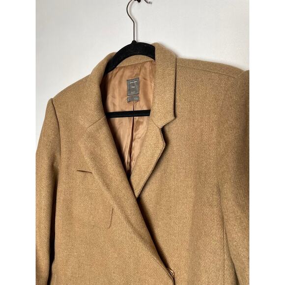 Gap Wool Car Coat Camel Tan Womens Large Double Breasted Tan Trench Dress Coat - Picture 2 of 14